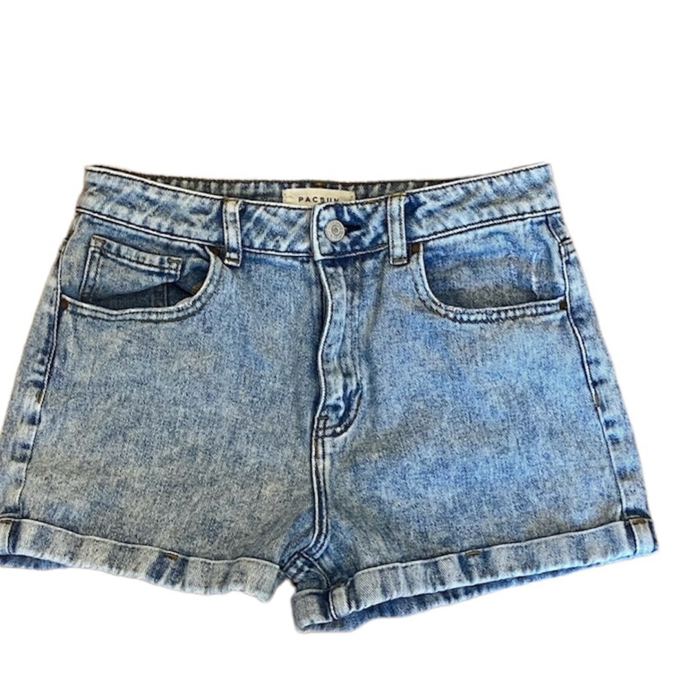 PacSun Mom Short Denim Jean Shorts Cuffed 27 High Rise Waist